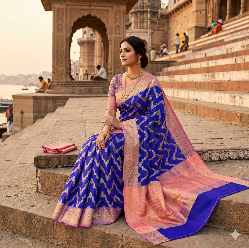 Royal Blue Banarasi Silk Saree